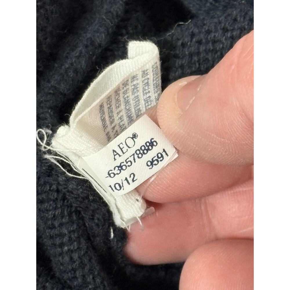 American Eagle Mens 1/4 Quarter Zip Henley Button Navy Long Sleeve Sweater Sz M - Picture 5 of 5